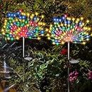 Lampe Solaire Exterieur Jardin, 120 LED Lumières de feu d'artifice solaire 40 Fils de cuivre Guirlande lumineuse DIY pour Parterre de Fleurs Fête Walkway Patio Lawn Backyard Party Décor（Multicolore）