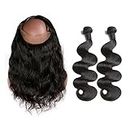 Mila Gewellt Brasilianisches Virgin Echthaar Tressen Body Wave Remy Human Hair Weaving Extensions et 360 Lace Frontal Closure (18"18"+16"frontal)