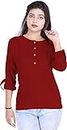 JP Textiles and Cloth Store Casual Regular Sleeves Solid Women Maroon Solid Top