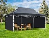 20x10 ft/3x6 mtr [Super Heavy Duty,60 kg] Pop Up Gazebo Tent with 3 Side Cover, Waterproof & UV Protection Outdoor Gazebo Tent, Heavy Duty Gazebo Tent (Black)