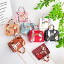 Women Small Square Pack Handbags Silk Scarf Shoulder Bags Leather Mini Chain Bag