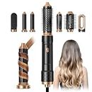 6 in 1 Blow Dryer Brush, Curling Wand Hair Air Styling Tools Set, Ionic Hair Dryer with Massage Hot Air Brush,Thermal Brush, Hair Straightener,Round Hair Dryer Brush,Left&Right Rotating Curling Wand