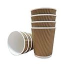 We Can Source It Ltd - 500 x Kraft 12oz Ripple Cups - 3 Ply Insulated Paper Cups - Disposable Paper Hot Coffee Tea Drinking Cups