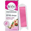 Veet Professional Waxing Strips Kit for Normal Skin, 20 Strips | Gel Wax Hair Removal for Women | Up to 28 Days of Smoothness | No Wax Heater or Wax Beans Required, Pack of 1