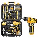 Tool Kit: DEKO Drill Set with Cordless Drill, Tool Kit Set Box, DIY Hand Tools for Men and Home, with 8V Electric Drills,126 Piece
