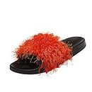 Mode Sommer Frauen Hausschuhe Flach Komfort Einfarbig Lässig Strand Schuhe Damen Stiefeletten Absatz, Orange, 39 EU