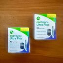 30 x 2 One Touch Ultra Plus 30ct Test Strips SEALED Free Shipping