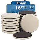 Kayzn Furniture Sliders 16pcs 3 1/2 inch - Heavy Duty Reusable Round Sliders for Moving Furniture on Carpet, Easily Move Couches/Beds/Armoires