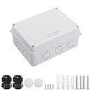 LeMotech Junction Box with Reserved Holes ABS Plastic Electrical Box IP65 Waterproof Dustproof Project Enclosure for Electronics White 5.9 x 4.3 x 2.8 inch