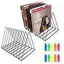 AFASOES Pack of 2 Magazine Stand 9 Slots Newspaper Rack Record Stand Black Metal Bookend Triangle Magazine Newspaper Holder for Magazine Documents CD