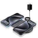 FDGAO Dual 20W Wireless Charger 2 in 1 Fast Wireless Charging Pad Station for iPhone 14 Pro Max/15 Pro/13 Pro/12/11/XS/XR/8, Airpods 3/2/Pro, for Samsung Galaxy/Note, Galaxy Buds (with AC Adapter)