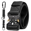 AivaToba Men Tactical Belt, Military Style Heavy Duty Nylon Canvas Waist Belts with Quick-Release Metal Buckle For Cargo Shorts Hunting Training Army Running （125 * 3.8 CM