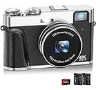 4K Digital Camera, FamBrow Autofocus 48MP Vlogging Camera with 32GB Card, 2 Batteries, Viewfinder Function and Rotary Button, 16X Zoom Powerful Travel Camera for Teenagers Adults Beginners-Black