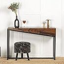 DS Furniture - Solid Wood Console Table with 2 Drawers for Living Room/Home/Hotel | Study Table | Natural & Black | 110x40x85 cm