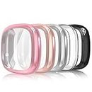 Simpeak [5-Pack] Case Compatible with Fit bit Versa 3/ Sense, Soft TPU Full Protection Screen Protector for Versa 3 / Sense (NOT FITS Versa Lite/Versa 2)- Rose Pink/Rose Gold/Clear/Silver/Black