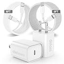 Phone 15 Charger Fast Charging, 20W USB C Charger for iPad, 2Pack 6FT USB C to USB C Nylon Braided Cable with Type C Rapid Charging Block for iPhone 15 Plus/15 Pro Max, iPad Pro 12.9/11 inch/4/3th/Air