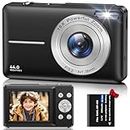 Digital Camera, FHD 1080P 44MP Digital Cameras Compact, 2.4"" LCD Rechargeable Digital Cameras, Vlogging Camera with 16X Digital Zoom for Kids, Adult, Teenagers, Girls, Boys（Black）