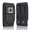 Heyqie Black Tactical Molle Waterproof Cellphone Pouch Case,Heavy Duty Phone Holster Bag for iPhone 11 12 13 Pro Max Samsung S22 S21 S20 FE Note 20 A13 A12 A02S Less 6.7" Phone with Canada Flag Patch