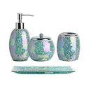 | Bathroom Accessory Set | Accesorios de Baño | 4-Piece Decorative Glass Bath...
