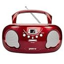 groov-e Orginal Boombox - Portable CD Player with Radio, 3.5mm Aux Port, & Headphone Socket - LED Display, 2 x 1.2W Speakers - Battery or Mains Powered - Red