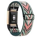 Wanme Cinturino compatibile con Fitbit Charge 2 da donna, in nylon, per Fitbit Charge 2 Fitness Wristband (esercito verde)