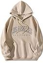 BE SAVAGE Oversize Baggy Los Angeles Printed Hoodie Sweatshirt for Men Winter Wear Long Sleeves (XXL) Beige