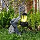 Solar Elephant Garden Statues for Porch Patio Yard Decorations Ideal Elephant Gifts for Women Grandma Resin Outdoor Statues Art Lawn Ornaments House Home Decor Birthday Gifts for Mom