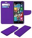 ACM Mobile Leather Flip Flap Wallet Case Compatible with Nokia Lumia 830 Mobile Cover Purple