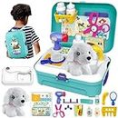 HERSITY Vet Toy Pet Care Kit Role Play Set Grooming Feeding Dog Games Backpack Toys for Kids 3 4 5 Years Old Girls Boys