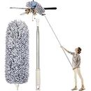 TECH LOGO ELECTRONICS Microfiber 15-100 inch Wet or Dry Duster with Extension Pole,Washable Bendable Head Ceiling Fan Duster Cleaner with Long Handle for Cleaning (Grey)