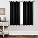 Joydeco Blackout Curtains 63 Inch Length 2 Panels Set, Thermal Insulated Long Curtains& Drapes 2 Burg, Room Darkening Grommet Curtains for Living Room Bedroom Window (W52 x L63 Inch, Black)