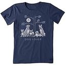 Life Is Good Damen-T-Shirt mit Rundhalsausschnitt, Baumwolle, mit Baum, kurzärmelig, tiefdunkelblau, Groß