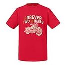 Fabulous T-Shirt per Kid Forever Two Wheels Moto Big Bike Cafe Racer, Rosso, 6 Anni