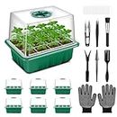 Verdenu Seed Trays, 6 PCS Propagator Kit with Heightened Lids, Seedling Starter Growing Trays with 6 Gardening Tools, and Adjustable Ventilation for Greenhouse Plant Germination