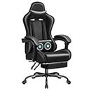 VICTONE Gaming Chair, Ergonomic Computer Chair with Lumbar Massage Cushion, High Back Adjustable Swivel Video Game Chair with Footrest (Black)