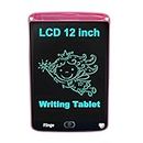 Flinge LCD Writing Tablet Screenwriting Toys Board Smart Digital E-Note Pad 12 Inch Light Weight Magic Slate for Drawing Playing Noting by Kids and Adults Best Birthday Gift Girls Boys (Pink)