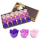 JIALEEY Floral Scented Bath Soap Rose Flower Petals, Plant Essential Oil Rose Soap Set, Best Gifts Ideas for Her Women Girls Mom Birthdays Christmas, 18 PCS Purple