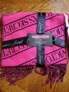 NWT-Victoria's Secret VS Pink Blanket Fringe Scarf Flawless Pink Logo All Over