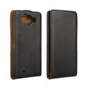 For Nokia Lumia 950, Black Genuine Real Leather Classic Vertical Flip Case Cover