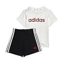 adidas Essentials Lineage Organic Cotton Tee And Shorts Set Pantaloni Tuta, White/Better Scarlet, 0-3 Months Unisex Baby