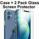 Custodia morbida gel trasparente con protezione schermo in vetro per iPhone 15 14 13 12 Pro Max X