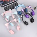 Cat Ear Bluetooth Wireless Headphones LED Stereo Music Game Headset Kids Adults