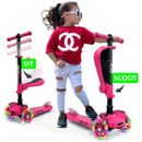 Hurtle Scootkid 3-Wheel Scooter - Child & Toddler Toy Scooter w/ Built-In LED Wheel Lights, Fold-Out Comfort Seat (Ages 1+) | Wayfair HURFS66