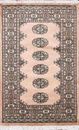 Traditional Hand Knotted Modern Bokhara Area Rug Pink/Black Turkish Rugs (2.5x4)