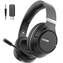 COOSII Wireless Headphones with Microphone, 40H Playtime Bluetooth Over Ear Headset with Retractable Mic, USB Dongle for Gaming, Office, Smartphones, Computer