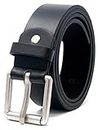 Mens 38mm Leather Smart / Casual Jeans Black Belt Size 32" - 36" Medium