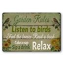 Garden Rules Sign,Vintage Garden Metal Tin Signs Plaque for Home Yard Garden Porch Patio Shed Decor 12''x8''