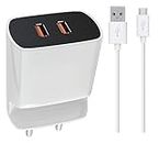 48W Charger for Nokia Lumia 1020 Charger with Inbuilt Mobile Stand Wall Charger Android Smartphone Hi Speed Fast Dual Port Charger with 1.2m Charging & Sync Data Cable (4.8Amp, ST.J2, White)