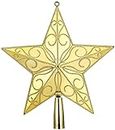 APSAMBR- 1 pcs 7inch Star Tree Topper Christmas Golden Star Tree Topper Glittered Xmas Tree-top Star (Golden)