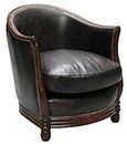 Casa Padrino Luxury Armchair Black/Dark Brown 65 x 74 x H. 74 cm - Genuine Leather Living Room Furniture